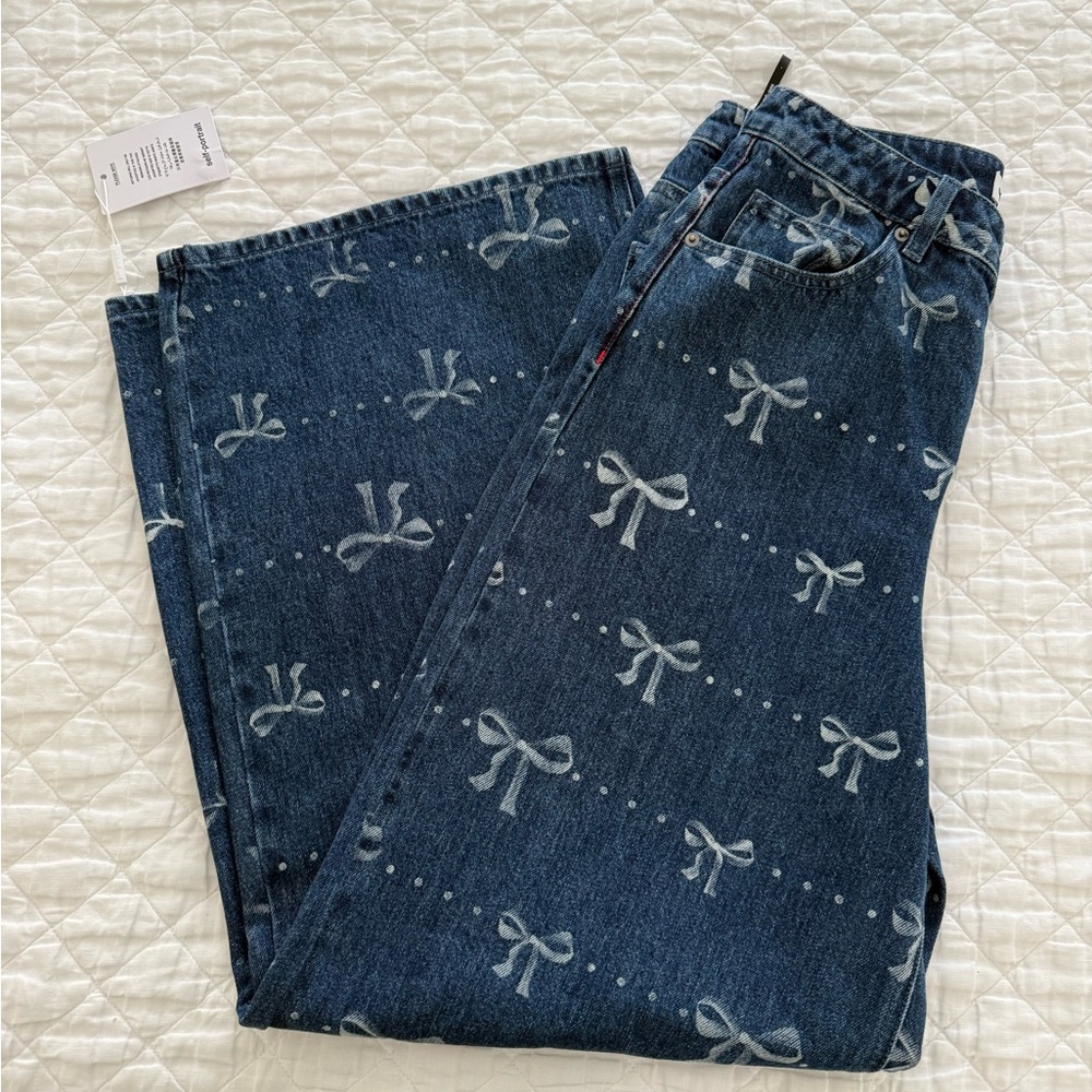 🌟 Self-Portrait Bow Jeans – Blue – Size 30 – NWT 🌟 - Picture 8 of 9